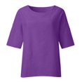 thumbnail image 4 of Blouses Grande Taille pour Femmes T-Shirts Liquidation Manches Courtes Col Rond Coton Ample Blouse, 4 of 6