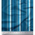 thumbnail image 1 of Soimoi Blue polyester Crepe Fabric Dot & Stripe Print Fabric by Yard 52 Inch Wide, 1 of 5