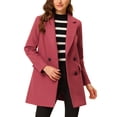thumbnail image 1 of INSPIRE CHIC Women's Notch Lapel Double Breasted Belted Mid Length Trenchcoat M Watermelon Red, 1 of 7