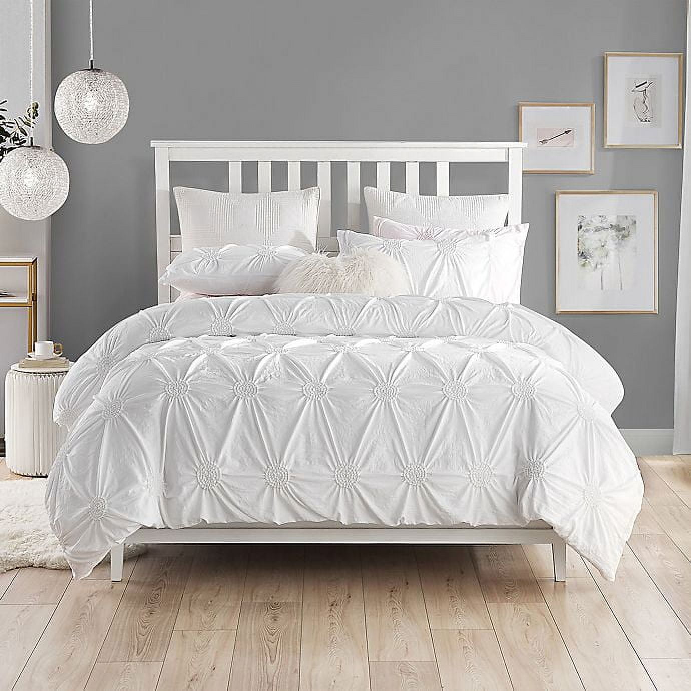 Ensemble de housse de couette de luxe à fleurs froncées de haute qualité