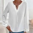thumbnail image 2 of XZNGL Womens Long Sleeve Tops and Blouses Womens Satin Socket V-Neck Solid-Color Commute Long Sleeve Blouses Shirt Tops Womens Tops and Blouses Womens Blouses Long Sleeve, 2 of 9