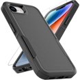 thumbnail image 1 of KOMI Designed for iPhone 16e Case, [with Screen Protector] [Military Grade Drop Protection] Heavy Duty Full-Body Shockproof Phone Case, Black (PC) + Black (TPU), 1 of 5