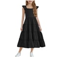 thumbnail image 1 of Diufon Girls Maxi Dress Summer Casual Cap Sleeve A Line Sundress Ruffle Hem Flowy Dress for Tween 3-13 Years, 1 of 6