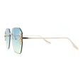 thumbnail image 4 of Rimless Foliage Flower Jewel Trim Rectangle Chic Sunglasses Gold Blue Yellow, 4 of 4