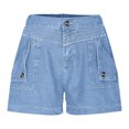 thumbnail image 4 of Gspmoly Shorts pour Femmes, Shorts Décontractés Rétro Unis Amples avec Poches pour Femmes, Shorts Grande Taille jusqu'à 70 % de Rabais Bleu Pâle S, 4 of 5