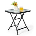 thumbnail image 1 of Gymax Table d'Appoint de Patio Pliable 18 Pieds' Table Carrée de Café Bistro avec Dessus de Table en Verre Trempé, 1 of 10