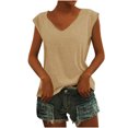 thumbnail image 1 of Pompotops Fashion Woman Causal V-Neck Solid Blouse Sleeveless T-Shirt Summer Tops, 1 of 4