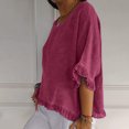 thumbnail image 4 of Plebaso T-Shirts en Coton et Lin pour Femmes à Manches à Volants, Col Ras du Cou, T-Shirts Unis Légers, Hauts, 4 of 7