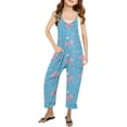 thumbnail image 2 of Girls Romper Bow Print Jumpsuits Rompers for Girls Spaghetti Strap Rompers with Pockets Girls Outfits Size 11-12 Y, 2 of 6