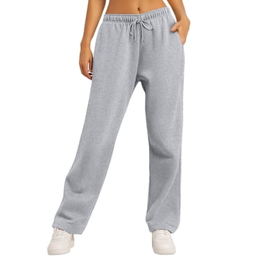 LLYwey Casual Work Pants Women Women's Fashion Solid Color Wide Leg Sweatpants 2023 Fall Casual Pants Scrub Pants Female Long Pant Style H2566 Gray XXL