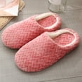 thumbnail image 2 of Mens and Womens Furry Slippers Flannel Lining Close Toe Solid Color Simplicity Thick Bottom Memory Foam Comfortable Non-Slip Warm Winter Home Slippers Pink, 2 of 8