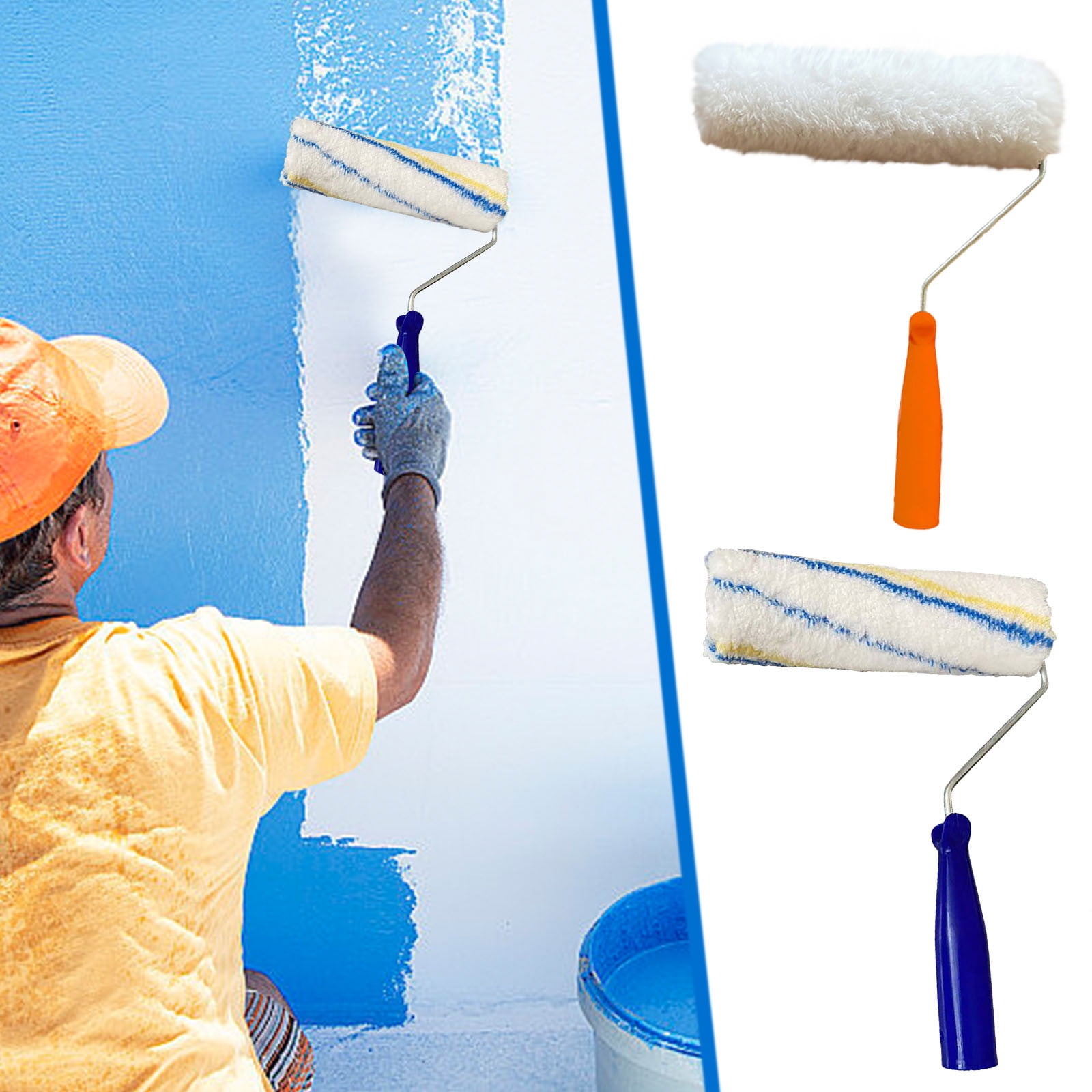 Kit rouleau à peinture avec manche télescopique de 30 à 180 cm, 4 rouleaux de rechange et brosse pour murs et plafonds | Leroy Merlin