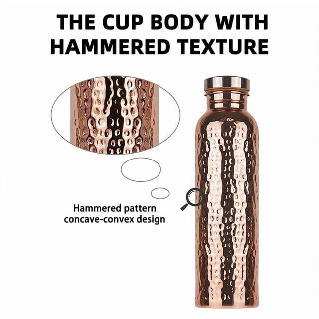 Tauxra 800ml Handmade Polished Copper Ayurvedic Water Bottle For Yoga Office Outdoor Travel