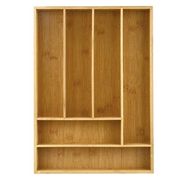 Heim Concept Organic Bamboo Utility Drawer, 6-Slot Organizer Cutlery Tray Layout for Utensils Utility Accessories Storage