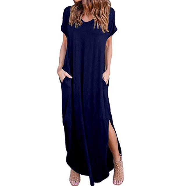 adviicd Robes pour Femmes 2024 Robes Décontractées pour Femmes Manches Courtes Col en V Cordon de Serrage Volant Décontracté Robe Mini Évasée Bleu Foncé,TTTTG