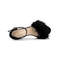 thumbnail image 4 of BLISSFUL STEP Women's Faux Fur Ankle Strap Block Heel Open Toe Sandals Black 6, 4 of 8