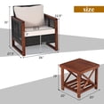 thumbnail image 4 of Costway 3PCS Patio Wicker Furniture Set Solid Wood Frame Cushion Sofa Square Table Shelf, 4 of 10