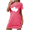 thumbnail image 1 of Pyjama en Lin Jupe pour Femme Nuisette pour Femme Manches Courtes Vêtement de Nuit Confortable Chemises de Nuit Imprimées Col Rond T-Shirt de Nuit Robe de Sommeil Douce Coupe Ample Robe de Pyjama m, 1 of 3