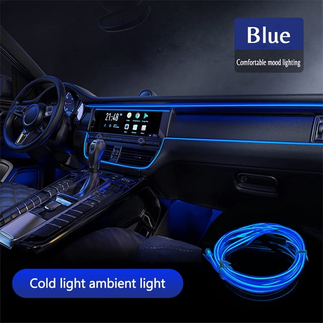 Yhmxh Car Accessories Motorcycle Accessories Car Cold Atmosphere Lamp Interior Guide Led Atmosphere Lamp EL Luminous Line 2 Meters + Lighter Universal Car Decorative Lamp Interior Ambient Light