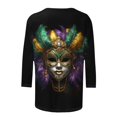 thumbnail image 5 of Penkiiy T-shirt Blouse pour Femme Mardi Gras Mode Imprimé Décontracté Col Rond Manches 3/4 2TG Multicolore, 5 of 5