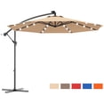 thumbnail image 3 of Gymax 10Ft Patio Solar LED Outdoor Offset Hanging Umbrella w/ 24 Lights Beige, 3 of 9