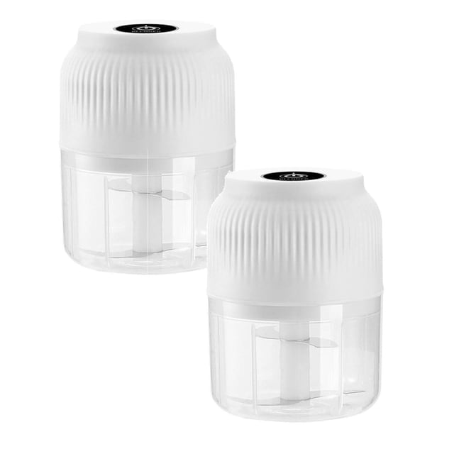 Oleegame 2PC Electric Garlic Chopper Meat Grinder Portable Mini Food Processor Vegetable Masher With Type C Charging Garlic Masher Mincer For Onions Meat 300ML (White) White