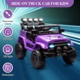 thumbnail image 3 of Garvee 12V Kids Ride on Truck Car,5MPH Max Speed,Parent Remote Control,3 Speeds, Lights,Music,Purple, 3 of 10