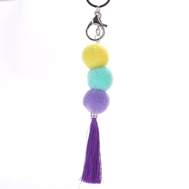Porte-clés Pompon Fait Main Boho Pompon Charme Sac à Main Charme pour Femmes