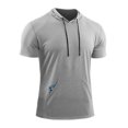 thumbnail image 1 of MAWCLOS Mens Summer Hooded T-Shirt Running Basketball Athletic Tops Workout Muscle Shirts, 1 of 3