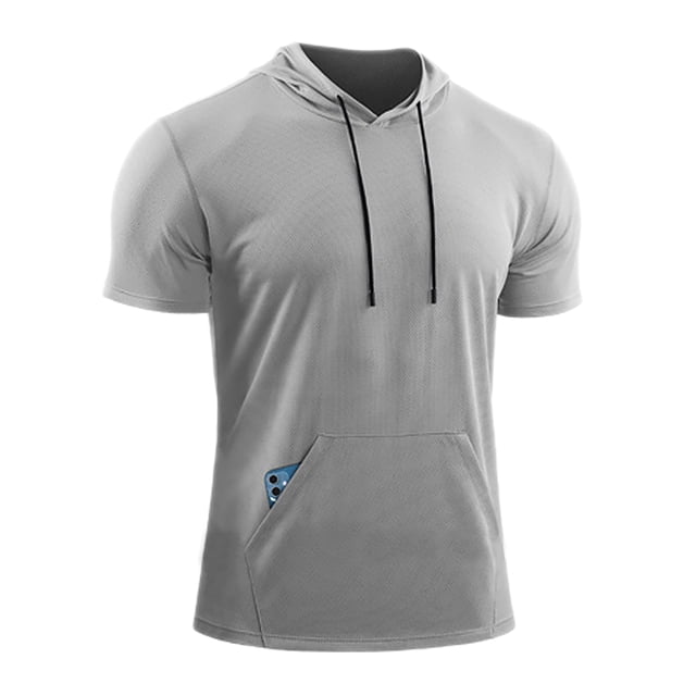 MAWCLOS Mens Summer Hooded T-Shirt Running Basketball Athletic Tops Workout Muscle Shirts
