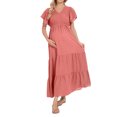 thumbnail image 1 of JFHHQ Robe Silhouette Décontractée Unie Robe de Maternité d'Été Ample Évasée Taille Élastique Décontractée à Manches Courtes Couleur Unie Longue Jupe Maxi pour Femmes P Rouge Melon D\'eau, 1 of 7