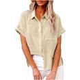thumbnail image 1 of Birdeem Womens Tops Fashion Solid Button Shirt Female V-Neck Loose T-Shirt Blouse Tops, 1 of 8