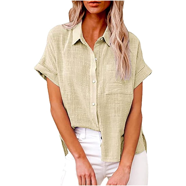 Birdeem Womens Tops Fashion Solid Button Shirt Female V-Neck Loose T-Shirt Blouse Tops