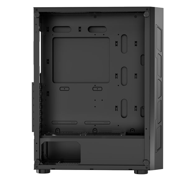 KFFKFF PC Gaming Case, Mid-Tower, Computer Case with High-Airflow Tempered Glass Panel, Dust Filter, 3 x 120 mm ARGB Fans, Easy Cable Management