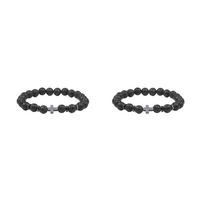 Redempat Fashionable And Comfortable To Wear Unisex Beaded Bracelets For Everyday Chic volcanic stone 2Set