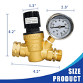 thumbnail image 3 of RV Water Pressure Regulator, Adjustable Handle Brass Water Pressure Regulator with Gauge and Inlet Screen Filter for RV, 3 of 7