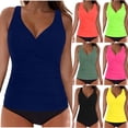 thumbnail image 1 of yoeyez Women's Ruched Tankini Swimsuits Two Piece Modest Swim Suits Twist V Neck Wrap Swim Tops with Bottom Shorts Tummy Control Bathing Suits Swimwear,Green,XXL, 1 of 6