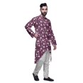 thumbnail image 2 of Atasi Kurta Asymétrique à Boutons pour Hommes Chemise Imprimée Mandarin à Manches Longues, 2 of 5