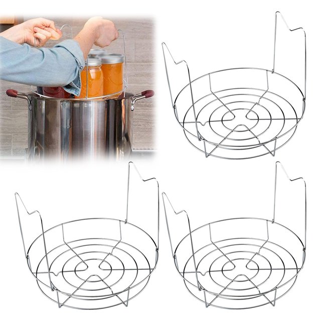 Iodue Rack 3pcs Canning Rack Stainless Steamer Canning Jar Rack With Silicone Handle Canner Rack Canning Kit For Regular Wide Mouth Mason Jars Jars