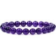 thumbnail image 1 of Bracelet Extensible Unisexe en Perles Rondes de 8 mm avec Cristaux d'Améthyste Naturels de Qualité A, Véritable Pierre Précieuse, 7 Pouces, 1 of 4