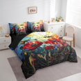 thumbnail image 2 of Honey Bee Comforter Set King,Red Poppy Flowers Rustic Garden Botanical Bedding Set,Artistic Stained Glass Style Patchwork Bed Set 7 Pieces(Comforter+Fitted+Flat Sheet+Pillowcase+Pillow Cover), 2 of 5