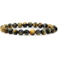 thumbnail image 1 of Bracelet Extensible Unisexe en Perles Rondes de 8 mm en Oeil de Tigre Bleu Doré Naturel, 1 of 5