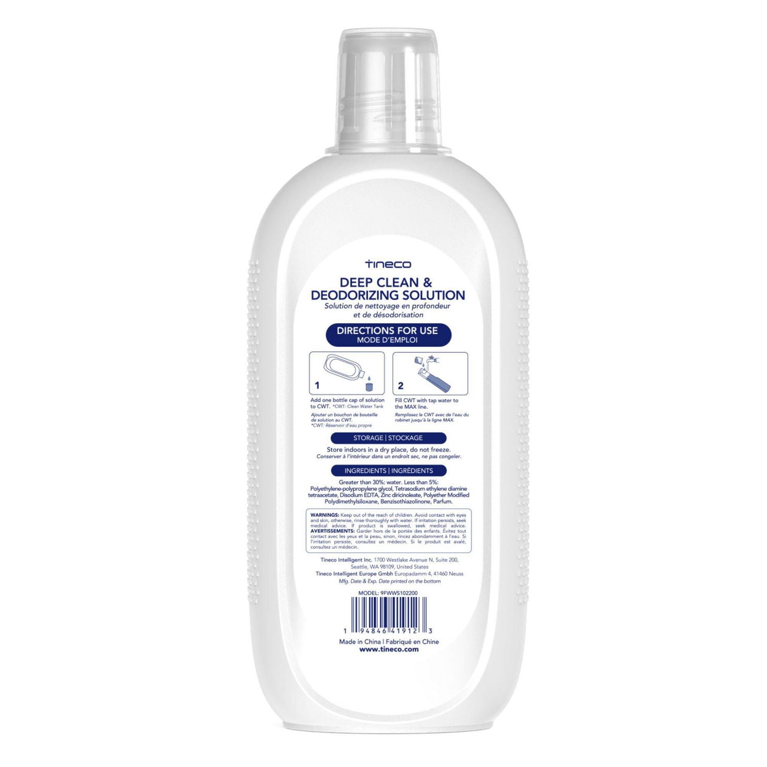 Tineco Solution de nettoyage multi-surfaces 0,95 L (32 fl oz) pour nettoyants pour sols, lavande