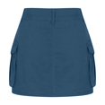 thumbnail image 3 of FAIWAD Jupe Cargo Décontractée pour Femme Été Taille Haute Jupe Portefeuille Mini Jupe Couleur Unie Jupe à Poches à Rabat, 3 of 4