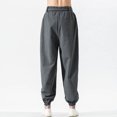thumbnail image 3 of Birdeem Man and Linen Solid Color Drawstring Pockets Binding Leg Trousers, 3 of 4