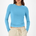 thumbnail image 2 of T-Shirts pour Femmes à Manches Longues T-Shirts pour Femmes à Manches Longues Chemise Longue Femme Col Rond Crop Top Chemise pour Femmes en Polyester Spandex Chemise à Manches Longues Femme T-Shirt Basique Uni T-Shirt Femme, 2 of 5