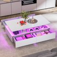 thumbnail image 1 of DEXTRUS High Gloss LED Coffee Table with Storage, Modern Center Table with Drawers & Display Shelves for Living Room, White, 1 of 4