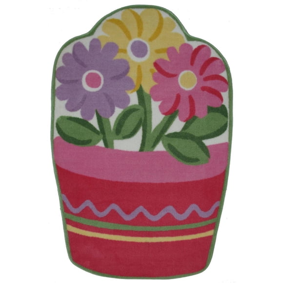 Fun Rugs Multi-Colored Flower Pot Nylon Kids Rug