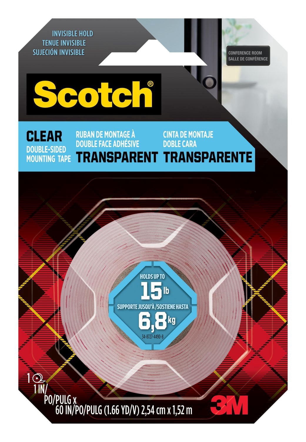 Ruban de montage transparent à double face adhésive Scotch® 410S-ESF, 2,54 cm x 1,52 m (1 po x 60 po)