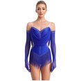 thumbnail image 2 of Aislor Robe de Danse Latine Jazz à Franges avec Gants Bleu S, 2 of 7
